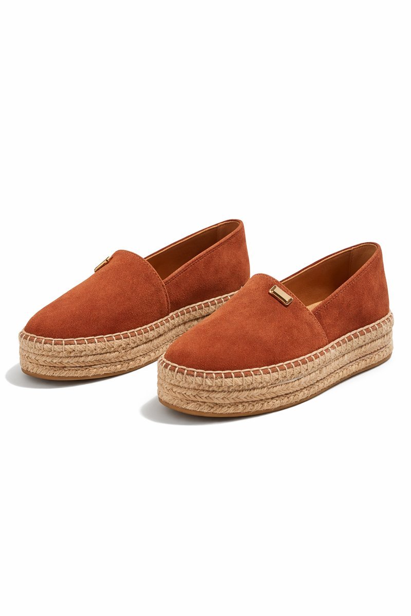 TOMMY HILFIGER ESPADRYLE Z ZAMSZU NA PLATFORMIE BRĄZOWE 41 1I3A