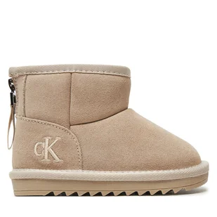 Śniegowce Calvin Klein Jeans Fur Boot V3A5-81036-0187 M Beżowy - Buty dla dziewczynek - miniaturka - grafika 1