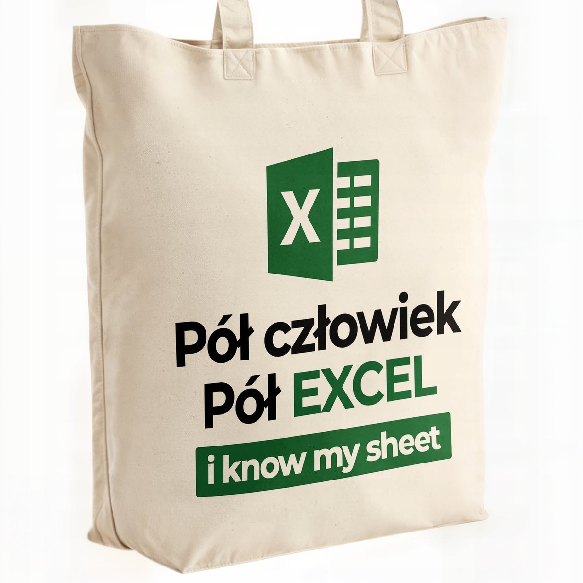 Torba bawełniana premium Pół Człowiek Pół Excel Zabawny Prezent