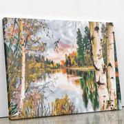 Malowanie po numerach - Las z widokiem na jezioro - Malowanie po numerach 50 X 40 cm - miniaturka - grafika 1
