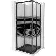 Kabiny prysznicowe - Mexen Rio kabina prysznicowa kwadratowa 90x90 cm, pasy, czarna + brodzik Flat, czarny - miniaturka - grafika 1