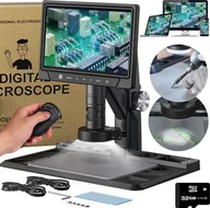 Mikroskopy i lupy - MIKROSKOP CYFROWY POWIĘKSZENIE 1600x 12MP 28 LED EKRAN HD IPS 10" 32GB SD - miniaturka - grafika 1