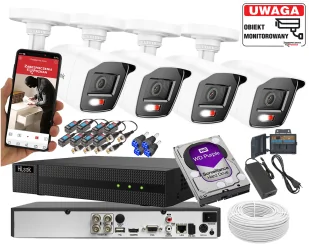 Zestaw do monitoringu TurboHD, 4x kamera Hybrid Light 5Mpx, Rejestrator 4 kanałowy - HiLook by Hikvision - Zestawy do monitoringu - miniaturka - grafika 1