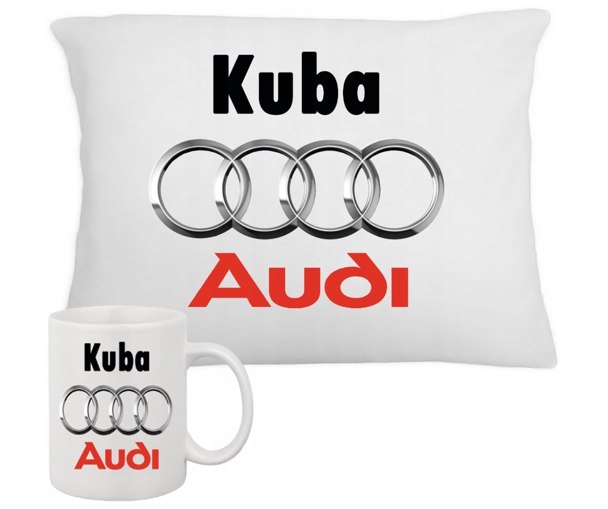 ZESTAW PODUSZKA + KUBEK Prezent AUDI QUATTRO AUTO + IMIĘ 25