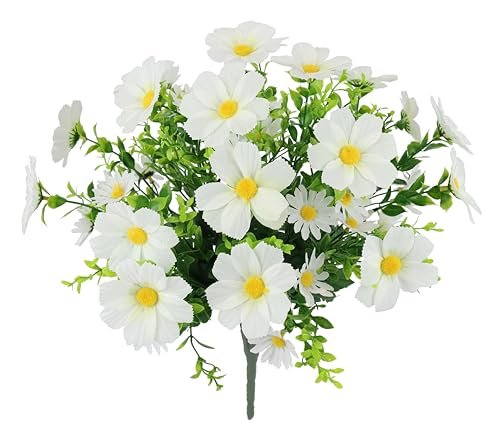 Flair Flower Cosmea bukiet sztucznych kwiatów, bukiety eukaliptusa, jedwabne kwiaty, sztuczne kwiaty, bukiet kwiatów, bukiet kwiatów, na wesele, do domu, dekoracja stołu