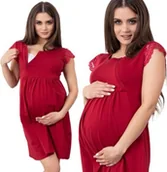 Piżamy ciążowe - Formommy Koszula Nocna Ciążowa Do Karmienia Na Zamki Bordowa M - miniaturka - grafika 1