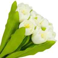 Sztuczne kwiaty - [w04358] Bukiet tulipanów kremowy 9 kwiatów - miniaturka - grafika 1