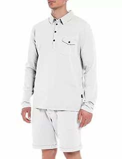 Koszulki męskie - Replay Męska koszulka polo, Optical White 001, M - grafika 1