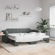 Sofy i kanapy - vidaXL Sofa rozsuwana, ciemnoszara, 90x190 cm, tkanina - miniaturka - grafika 1