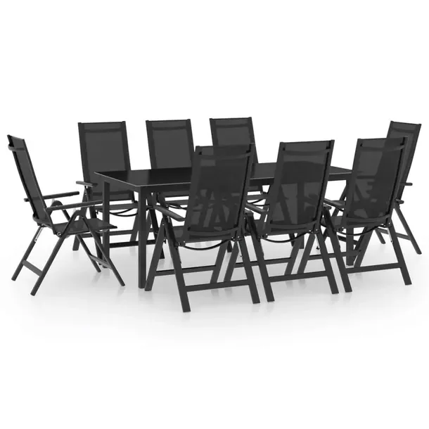 Zestaw Mebli Ogrodowych z Aluminiowym Stołem 190x90x74 cm i 8 Krzesłami