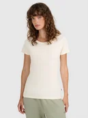 Koszulki i topy damskie - 4F T-shirt regular z prążkowanej dzianiny damski - biały S - miniaturka - grafika 1