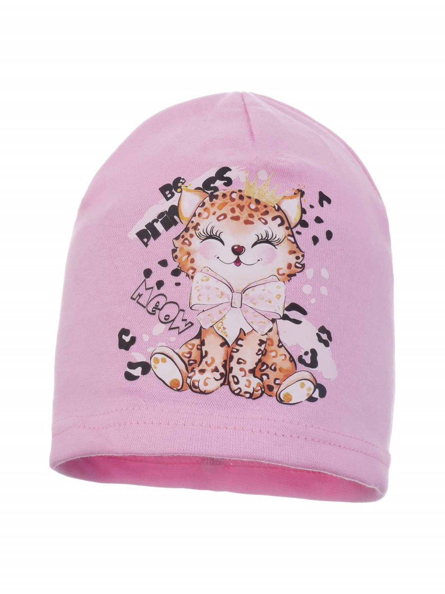 Dziewczęca czapka bawełniana kotek princess jasnoróżowa Ambra r.44/48