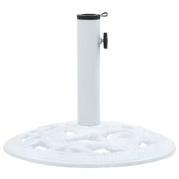 Podstawa pod parasol żeliwna z adapterem, ornament kwiatowy, biała, 40x32
