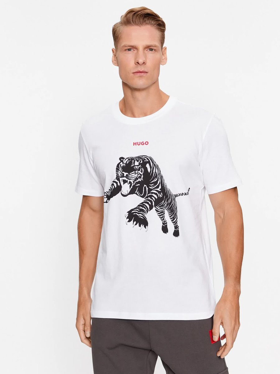 Koszulka z krótkim rękawem HUGO BOSS biały T-shirt bawełniany r. M