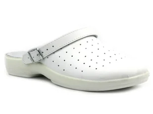 Klapki damskie lekarskie ze skórzaną wkładką - Inblu 8, białe - Klapki i japonki damskie - miniaturka - grafika 1