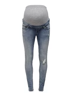 Spodnie damskie - ONLY Dżinsy damskie Skinny Fit OLMBlush Mid Ankle Raw, niebieski (medium blue denim), (XL) W / 32L - grafika 1