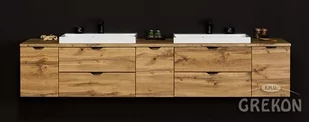 Szafka łazienkowa wisząca 2 x umywalka nablatowa dąb naturalny 210 cm Victa Gante - Szafki łazienkowe - miniaturka - grafika 1