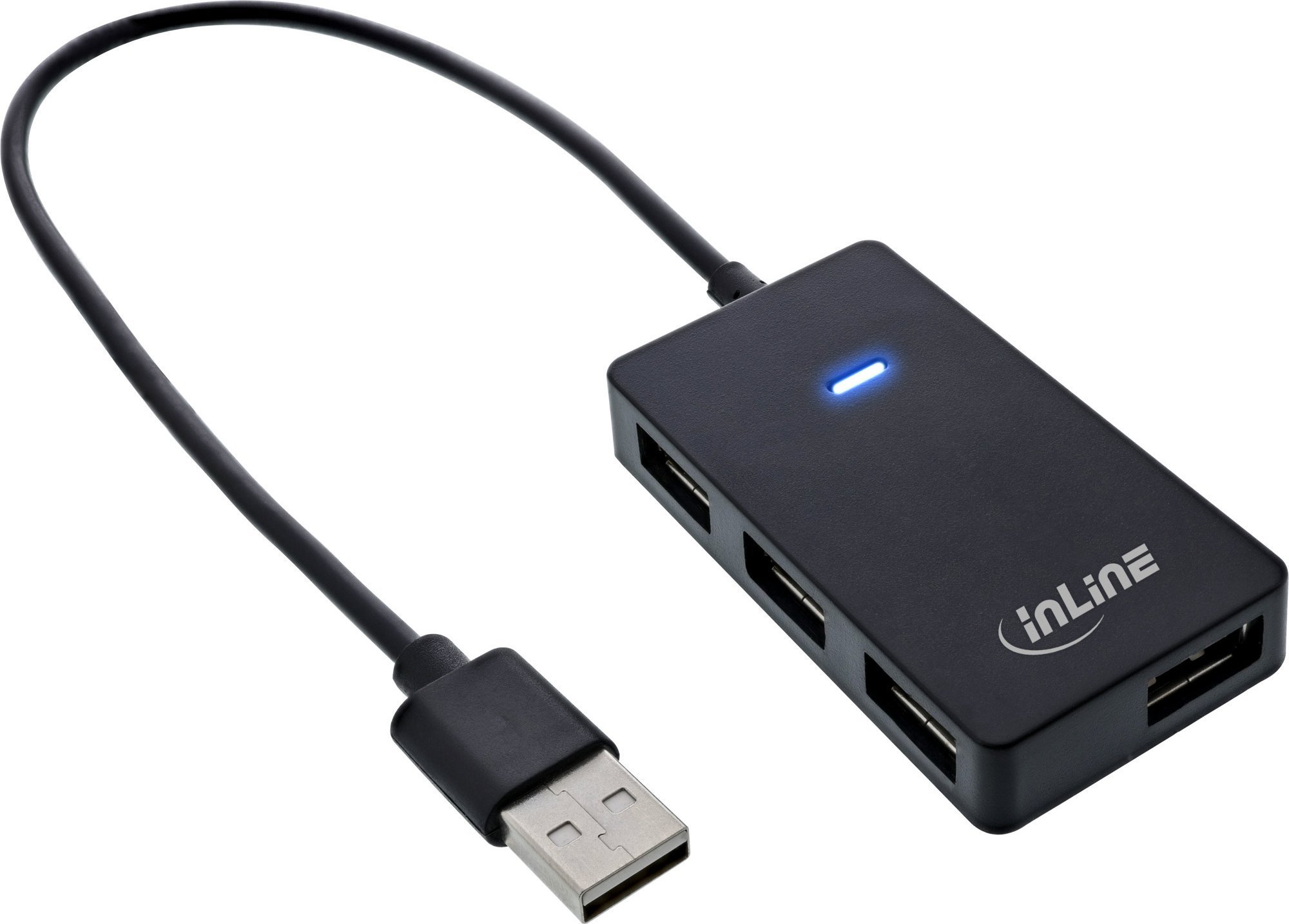 HUB USB InLine InLine® USB 2.0 4-Port Hub, Type-A male to 4x Type-A female, black, 30cm 33293I