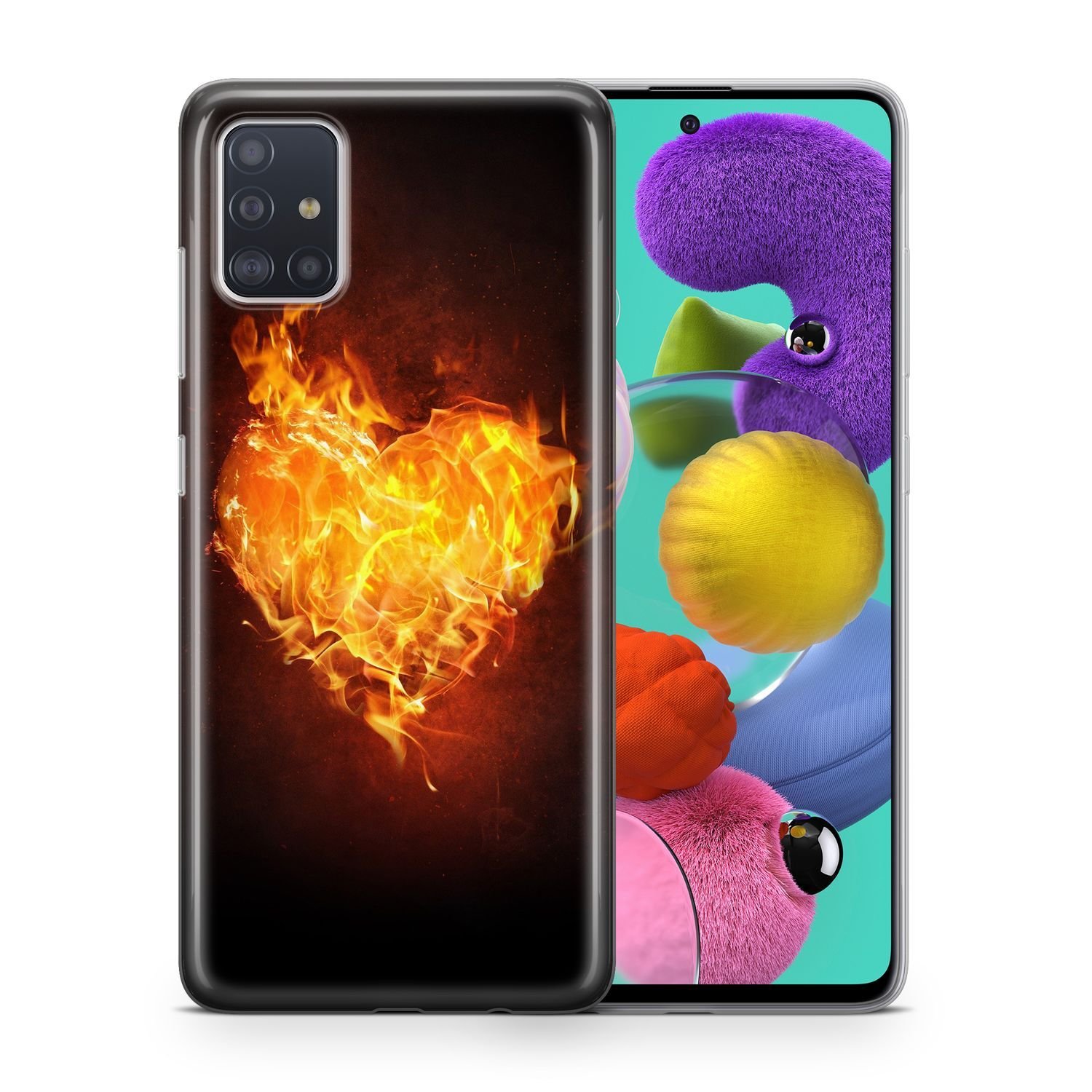 Etui na telefon komórkowy Pokrowiec ochronny na Samsung Galaxy S9 Plus Pokrowiec na etui Bumper Cases TPU, Model: Samsung Galaxy S9 Plus, Wybierz motyw: Płonące serce