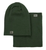 Czapki męskie - Komplet Zimowy Męski Damski Młodzieżowy Czapka Komin Szalik Casual Polski - miniaturka - grafika 1