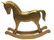 Ozdoby bożonarodzeniowe - Figurka drewniana konik na biegunach 38 x 31 cm złoty - miniaturka - grafika 1