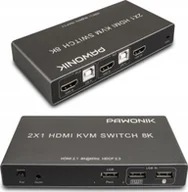 Przełączniki KVM - Konsola KVM Pawonik KONSOLA KVM HDMI 2.1 PRZEŁĄCZNIK SWITCH 4K 120HZ 8K 2 KOMPUTERY - 1 MONITOR - miniaturka - grafika 1