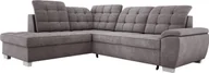 Narożniki - Wygodny narożnik LOTTA o wymiarach 258x212cm, z funkcją spania i wysokiej jakości tapicerką - Idealny mebel do małych i dużych pomieszczeń Układ mebla po lewej stronie Kolor: SZARY - miniaturka - grafika 1