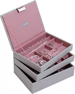 Pudełka i szkatułki - Szkatułka na biżuterię Stackers potrójna classic różowo-szara - miniaturka - grafika 1