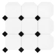 Płytki ceramiczne - Mozaika ceramiczna Octagon White 95 Matt 30.1x30.1 cm - miniaturka - grafika 1