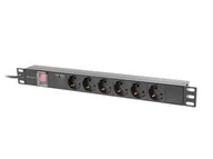 Inne akcesoria audio-wideo - Lanberg PDU-06F-0200-IEC-BK rozdzielacz zasilania PDU 6 x gniazdo sieciowe 1U Czarny - miniaturka - grafika 1