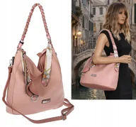 Torebki damskie - Torebka Damska Worek Shopper Torba na Ramię duża pajemna CH66816 Różowa - miniaturka - grafika 1