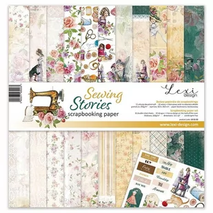 Sewing stories - zestaw papierów - 30,5 cm x 30,5 cm - Lexi Design - Scrapbooking - miniaturka - grafika 1