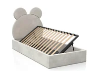 Łóżka dla dzieci i młodzieży - Łóżko dziecięce tapicerowane z pojemnikiem 90x200 ze stelażem szary Velvet Kids Line 1 Miś - miniaturka - grafika 1