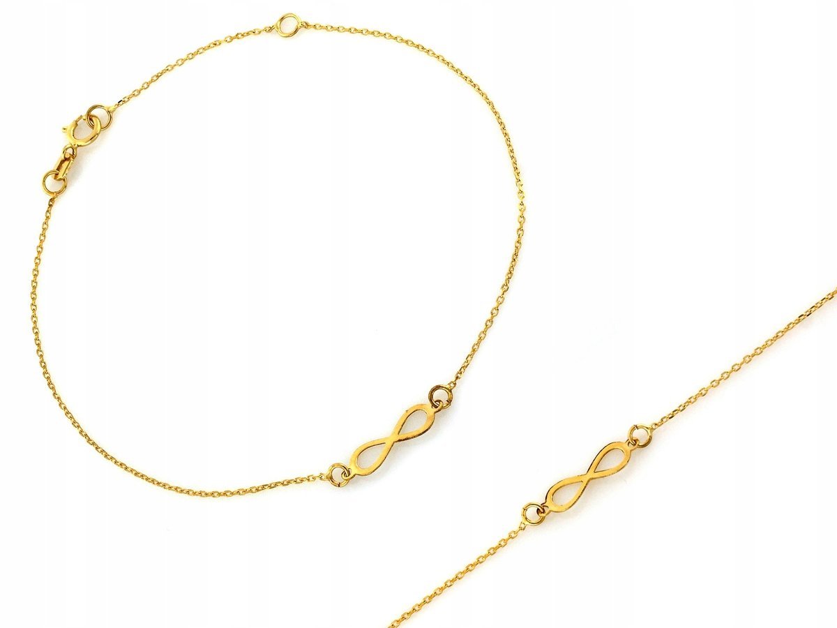 Bransoletka złota 585 celebrytka NIESKOŃCZONOŚĆ 20cm blaszka infinity 0.7g