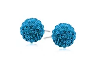 Kolczyki - Swarovski Valerio.pl Kolczyki kulki kryształki capri blue 10mm shamballa discoball srebro 925 CRH0010E10 CRH0010E10 - miniaturka - grafika 1