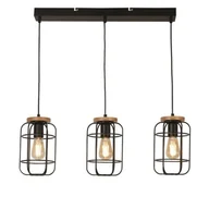 Lampy sufitowe - Vision lampa wisząca 3xE27 czarna/drewno 81953-3BK - miniaturka - grafika 1