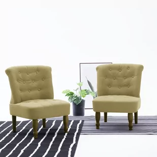 vidaXL Krzesło w stylu francuskim, zielone, materiałowe - Krzesła - miniaturka - grafika 1