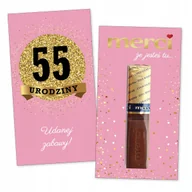 Bombonierki i czekoladki - 10x PODZIĘKOWANIA NA 55 URODZINY DLA GOŚCI merci lat - premium - RÓŻOWY - miniaturka - grafika 1