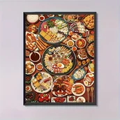 Rękodzieło - TEMU 1 Szt. 5D Pełny Okrągły Diamenty Zestaw Do Malowania, 11,81 X 15,75 Cali, Wzór Na Świąteczne Potrawy, DIY Collage Art Crafts, Odpowiednie Dla - miniaturka - grafika 1