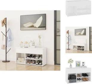 vidaXL Ławka na buty biała 80x30x45 cm materiał drewnopochodny - Stojaki i szafki na buty - Szafki na buty - miniaturka - grafika 1