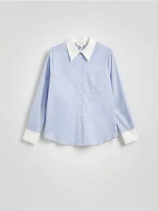 Reserved - Koszula z kontrastowym wykończeniem - niebieski - Koszule damskie - miniaturka - grafika 1