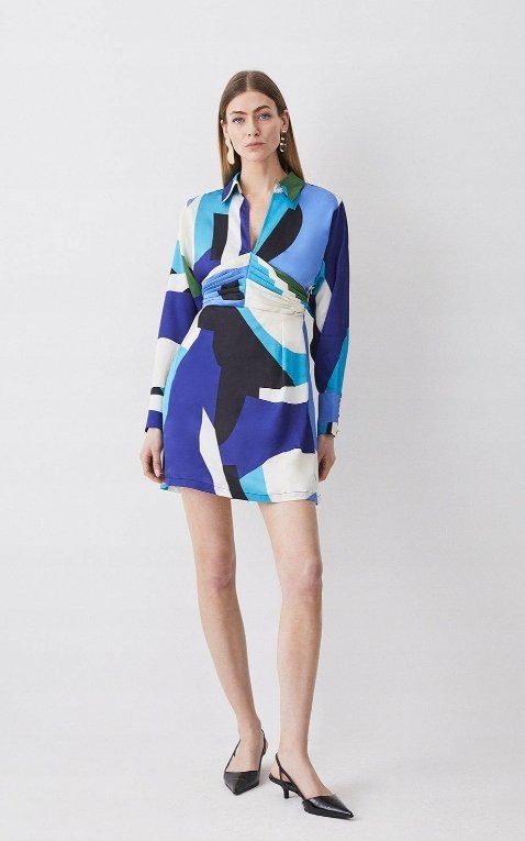 KAREN MILLEN SUKIENKA SATYNOWA PROSTA MINI 42 1Y1A