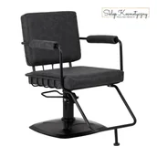 Fotele fryzjerskie - Gabbiano fotel fryzjerski Katania Loft Old Leather czarny - miniaturka - grafika 1