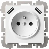 Gniazdka elektryczne - Elektro-Plast SANTRA gniazdo 2P+Z 2xUSB Zasilające bez ramki podtynkowe biały 4188-10 - miniaturka - grafika 1