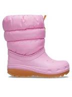 Buty dla dziewczynek - Crocs Śniegowce Classic Neo Puff Boot K 207684 Różowy - miniaturka - grafika 1