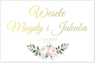 Plakat Weselny personalizowany z kwiatkami - 90x60 cm - Wesele i ślub - miniaturka - grafika 1