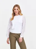 Bluzy damskie - Biała bluza z efektownymi rękawami - miniaturka - grafika 1