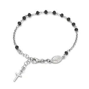 Srebrna bransoletka rodowana różaniec z cyrkoniami medalik krzyż pr925 - Bransoletki Srebrna bransoletka rodowana różaniec z cyrkoniami medalik krzyż pr925 - Bransoletki - miniaturka - grafika 1