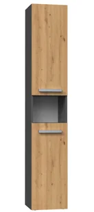 Industrialny słupek z koszem do łazienki dąb artisan antracyt Z7-B48 - Szafki łazienkowe - miniaturka - grafika 1
