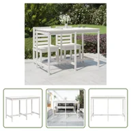 Stoły ogrodowe - The Living Store Stolik ogrodowy - biały - 159 -5x82 -5x110 cm - lite drewno sosnowe - Stół Ogrodowy - miniaturka - grafika 1